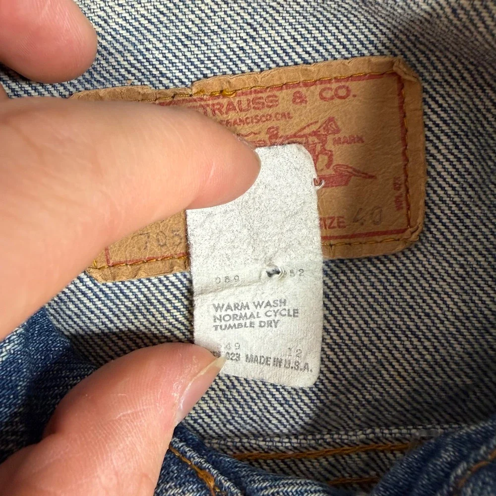 70s Levis 70505 0213 Denim Trucker Jacket Made in USA Blue Size 40 Mens - Picture 4 of 7